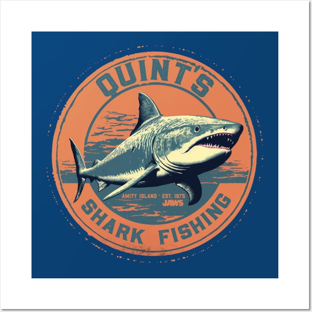 Quint's Shark Fishing Retro Wall Art by DavidLoblaw